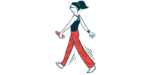 A woman is shown walking in this illustration.